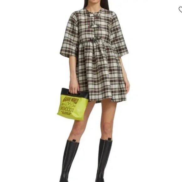 Ganni Dresses & Skirts - GANNI Babydoll Mini Dress with Ribbon Ties